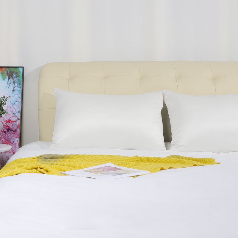 2 Pcs Silky Satin Soft Envelope Design Pillow Case Snow White - PiccoCasa, 5 of 6
