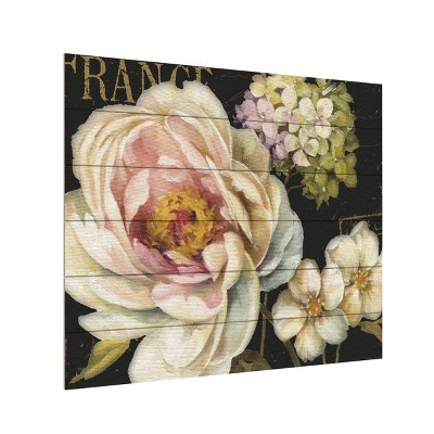 Trademark Fine Art -Lisa Audit 'Marche de Fleurs on Black' Wood Slat Art