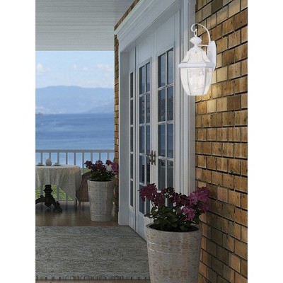 Monterey Graceful Beveled Glass 2-Light White Brass Outdoor Lantern