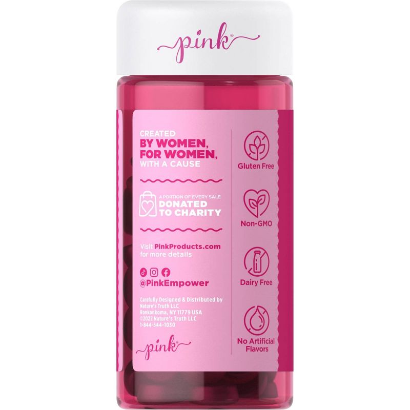 Pink Vitamins Dazzling Hair Skin Nails + Collagen Gummies - Strawberry - 60ct, 4 of 5