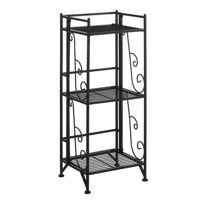 57.5 Extra Storage 5 Tier Folding Metal Shelf with Scroll Design Black -  Breighton Home