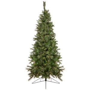 Northlight Real Touch™️ Pre-Lit Slim Canyon Pine Artificial Half Wall Christmas Tree - 7.5' - Clear Lights - 1 of 4
