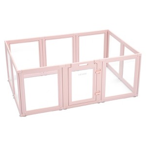 VEVOR Dog Whelping Box, 60x39x23 in Plastic Dog Whelping Pen for Medium Sized Dogs, Waterproof Transparent Puppy Playpen, Pink - 1 of 4