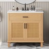 NicBex Handcrafted Rattan Bathroom Vanity with Ceramic Sink, Modern Freestanding Vanity with Drawer Storage & Solid Fir Legs,Farmhouse Vanity Bathroom - 3 of 4