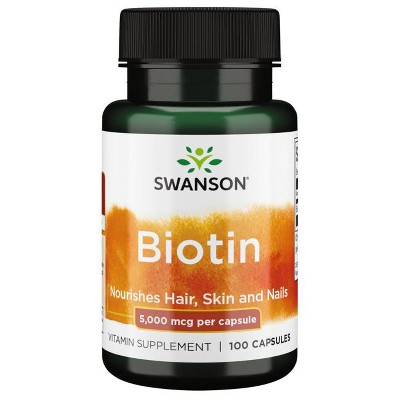 Swanson Vitamin B Biotin 5,000 mcg Capsule 100ct - biotin supplement options