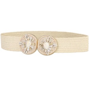 INSPIRE CHIC Women's Elastic Dress Shell Buckle Braided Wide Waist Belts - 1 of 4