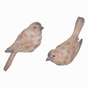 Transpac Resin Taupe Bird Sitter Set of 2 Spring Home Decorations - 1 of 1
