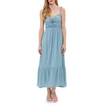 August Sky Women's Rosette Sweetheart Midi Dress
