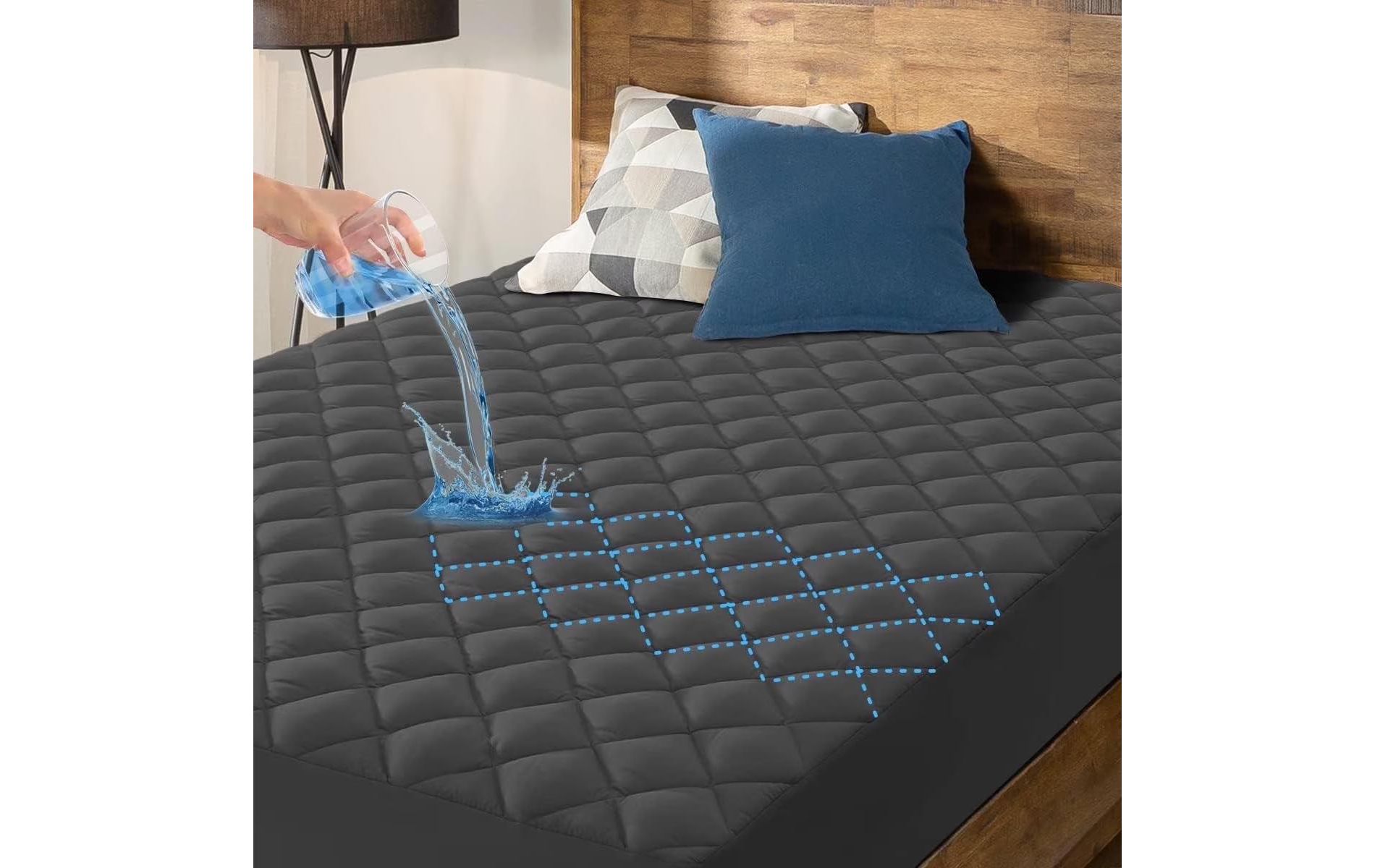 Full Size Waterproof Mattress Pad Protector, Breathable Quilted Mattress Cover Noiseless Waterproof Fitted Sheet Mattress Topper Up to 21" Deep Pocket