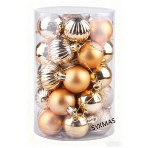 34Pcs 1.57" Christmas Tree Decoration Set, Christmas Ball Decorations, Suitable for Christmas Party, Holiday Wedding, Indoor and Outdoor Decoration - 1 of 1