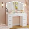 USIKEY 43.3" Vanity Desk with Large Lighted Mirror, Makeup Vanity Table with 7 Drawers & 10 Lights Bulbs, 3 Lighting Colors - 2 of 4