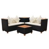 vidaXL 4 Piece Lounge Set - Poly Rattan Patio Furniture with Cushions and Storage Box, Perfect for Garden/Patio, Black and Cream White - 3 of 4