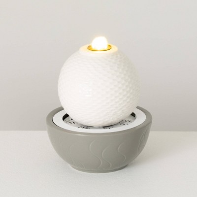 Sullivans 9" White Sphere Tabletop Fountain, White