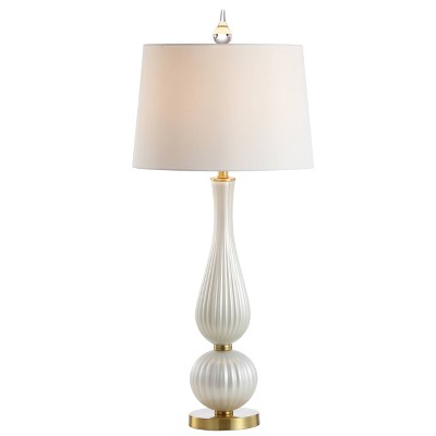 33.75" Glass Gillian Table Lamp (Includes LED Light Bulb) White - JONATHAN Y