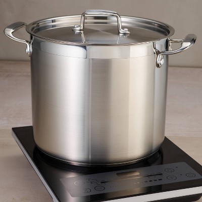 Tramontina Gourmet Induction 16 qt. Covered Stock Pot: Stainless Steel, Tri Ply, Dishwasher & Oven Safe, 12.25" Diameter - Thumbnail 4