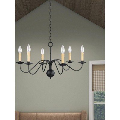 Heritage Black Steel 6-Light Candelabra Chandelier