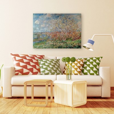 Claude Monet Spring Landscape Framed Canvas Print 24" x 18"