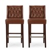 30.5" PU Leather Tufted Bar Stools Set of 2 with Metal Legs for Kitchen Island & Home Bar-Baofuwish - 3 of 4