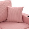 Mocamel Corduroy L-Shaped Sofa Pull-Out Storage Ottoman Pillows 3-Seat USB Charging Cup Holder Convertible Design Living Room Apartment - 3 of 4