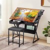 ECELO Wooden Drafting Table Set /Drafting Table with Wheels/Drawing Table Tiltable Writing Desk with Pencil Ledge - 2 of 4