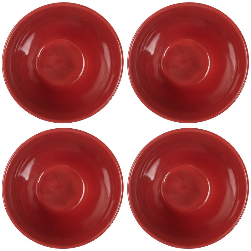 Elanze Designs Dimpled Ceramic 5.5 inch Contemporary Serving Bowls Set of 4, Red, 3 of 7