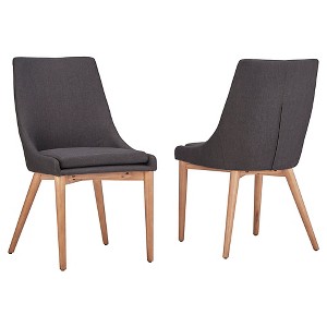 Sullivan Oak Mid Century Barrel Back Dining Chair (Set of 2) - Charcoal - Inspire Q, Grey
