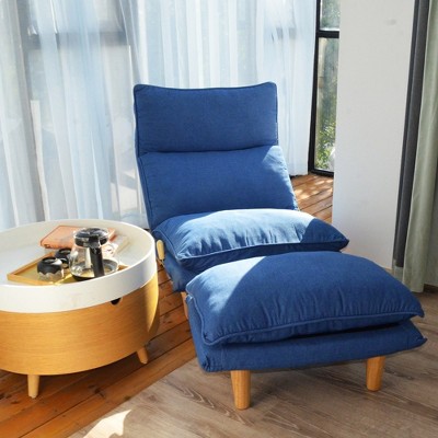 Floor Chair Single Sofa, Reclining Chair with Footstool, Leisure Single Sofa With Adjustable Backrest, Reading Chair For Bedroom Living Room