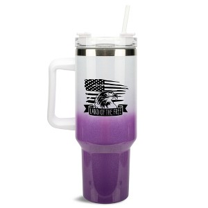 100 North Land Of The Free Bald Eagle Bird American Flag Wrap-Around 40 Oz. Stainless Steel Water Bottle Coffee Mug, Spill & Leak Resistant, Travel - 1 of 4