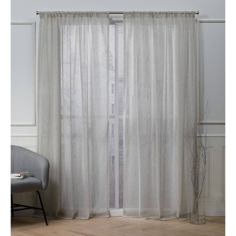 Belfry Rod Pocket Sheer Window Curtain Panels - Nicole Miller, 1 of 10
