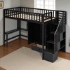 Twin Size Loft Bed with Study Desk, Open Shelves, and Fence Design, Solid Wood Frame, No Box Spring Needed - 4 of 4