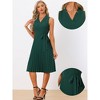 Allegra K Women's Sleeveless V Neck Tie Waist A-line Midi Pleated Dresses - 2 of 4