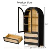 FONTOI Arched Shaped Storage Cabinet with Covered Top, 3-Tier Arched Bookcase with 2 Doors&2 Drawers, Black&Brown, 15.7"*72.8"*35" - 3 of 4