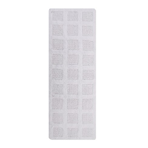 Knightsbridge Collection Square Honeycomb Reversible Bath Rug Ivory