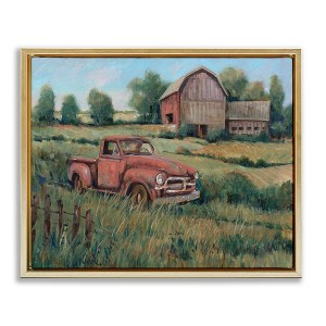 Stupell Industries Peaceful Farmland Truck Barn Scene Floating Frame Canvas Art - 1 of 4