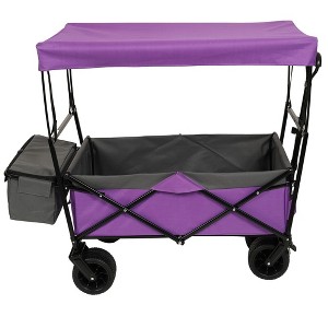 Grungis Extended Heavy-Duty Wagon Cart with Canopy,All-Terrain Shopping Cart with Side Pocket and Brakes,Utility Cart for Camping,Shopping - 1 of 4