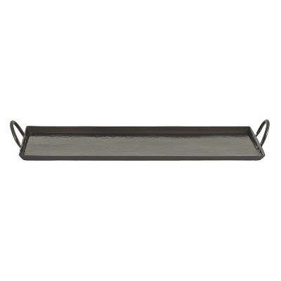 Sanzo Pewter Hammered Metal Rectangular Tray with Handles