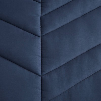 Navy Twin Reversible Microfiber Chevron Bedspread Set