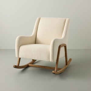 Boucle Upholstered Nursery Rocking Chair Oak/Cream - Hearth & Hand™ with Magnolia - 1 of 4