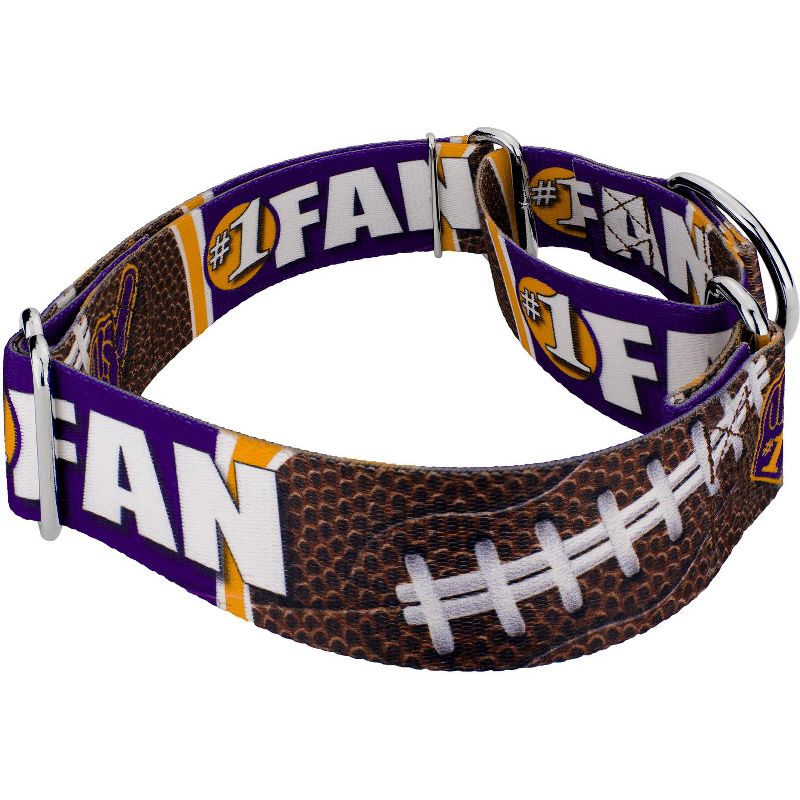 Country Brook Petz 1 1/2 Inch Purple and Gold Football Fan Martingale Dog Collar Limited Edition, 3 of 5