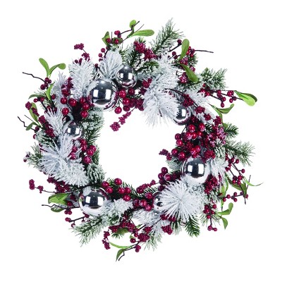 Transpac Foam Silver Ornament Accent Wreath Home Decorations Christmas