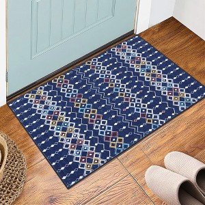 Boho Rug Moroccan Trellis Area Rug Washable Rug Faux Wool Geometric Distressed Carpet - 1 of 4