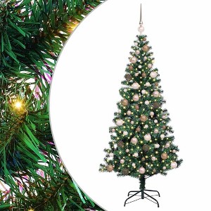 vidaXL Artificial Pre-lit Christmas Tree Green 70.9" PVC and Metal - 1 of 4