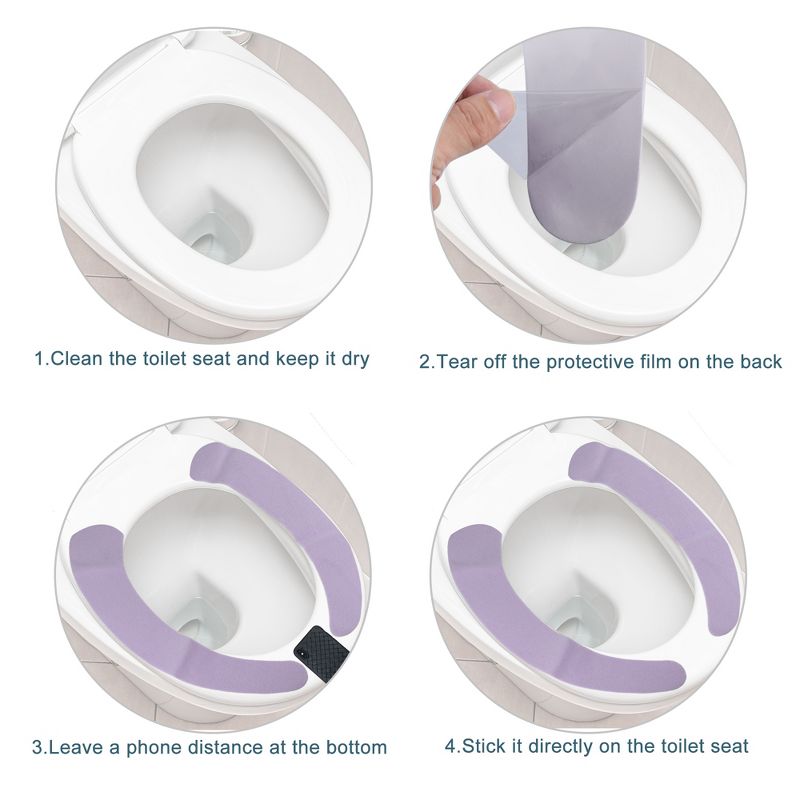 Unique Bargains 4pair Toilet Seat Cover Pad Bathroom Warm Toilet Seat Cushion Washable Reusable, 5 of 7