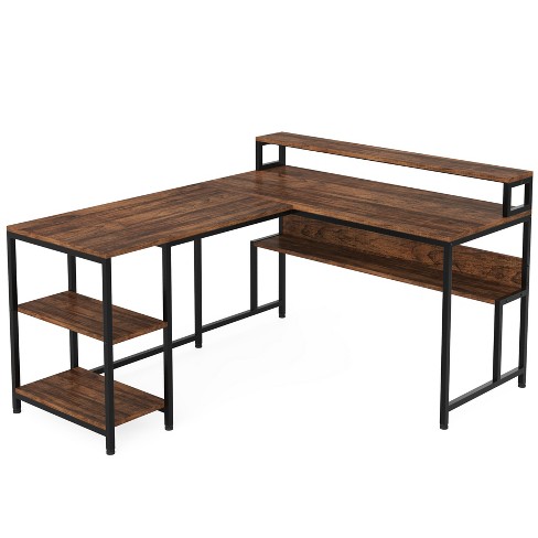 Tribesigns Reversible L-shaped Corner Desk Rustic Brown : Target