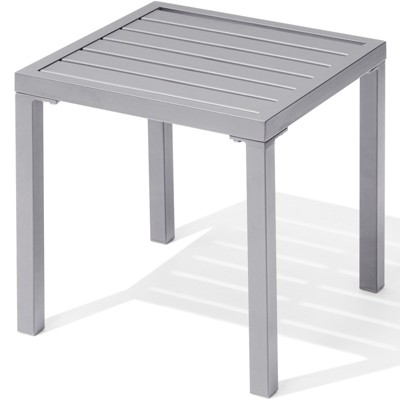 Crestlive Products Outdoor 16in Side Table Small Metal Square End Table Easy Assemble Weather Resistant Ideal