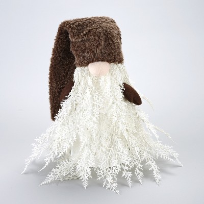 Lakeside Lighted Woodland Gnome Figurine with Tree Motif and Winter Beard