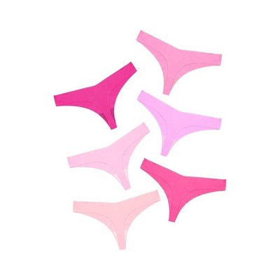 TIME HOLLOW Pink Seamless Thong Underwear Set