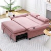Lyngins Convertible Sofa Bed with Adjustable Armrests & Backrest, Letter-Stripe Fabric, Pull-Out Bed & Armrest Storage, Couch for Living Room - 3 of 4