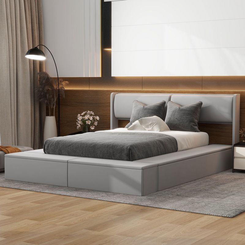 Queen Size Upholstered Storage Platform Bed with Storage Space and Footboard - ModernLuxe, 3 of 11