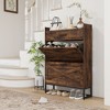 HOMCOM Slim Shoe Cabinet, Industrial Entryway Shoe Storage Cabinet with 2 Flip Drawers, Adjustable Shelves, Top Drawer for 12 Pairs - 3 of 4
